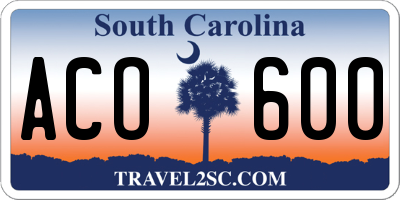 SC license plate ACO600
