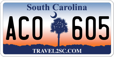 SC license plate ACO605