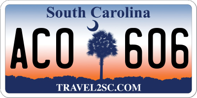 SC license plate ACO606