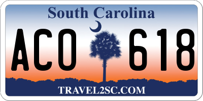 SC license plate ACO618