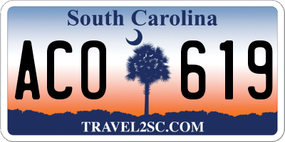 SC license plate ACO619