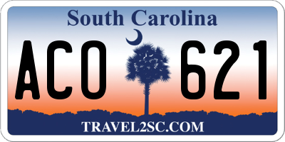 SC license plate ACO621