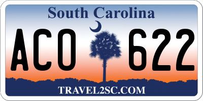 SC license plate ACO622