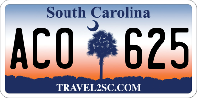 SC license plate ACO625