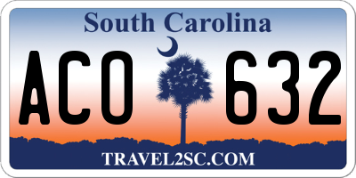SC license plate ACO632