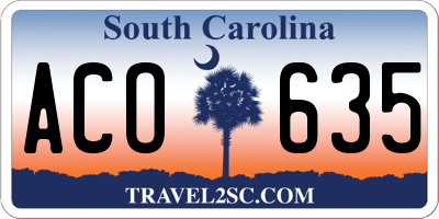 SC license plate ACO635