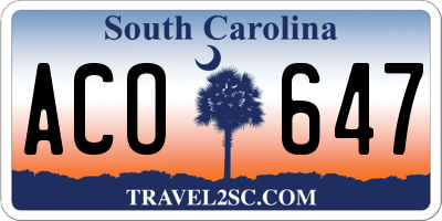SC license plate ACO647