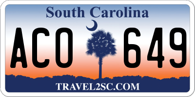 SC license plate ACO649