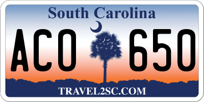 SC license plate ACO650