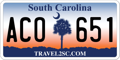 SC license plate ACO651