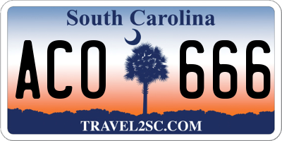 SC license plate ACO666