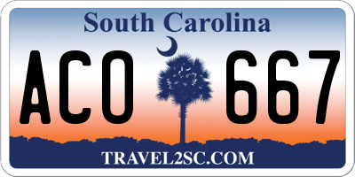 SC license plate ACO667