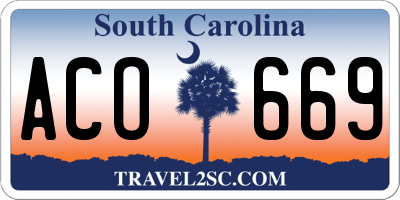 SC license plate ACO669