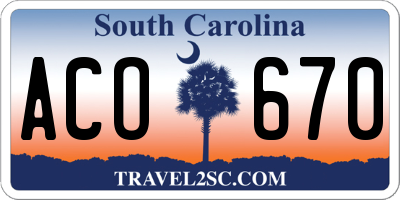 SC license plate ACO670