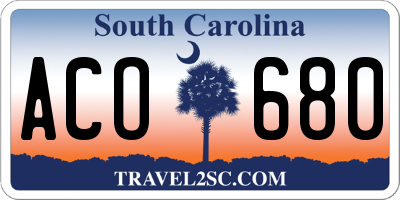 SC license plate ACO680