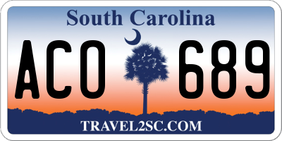SC license plate ACO689