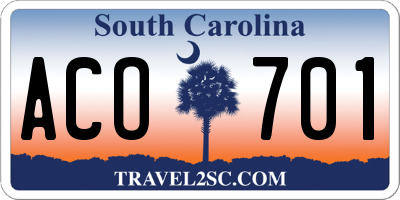 SC license plate ACO701