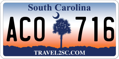 SC license plate ACO716