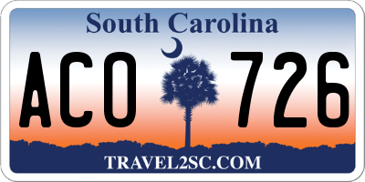 SC license plate ACO726