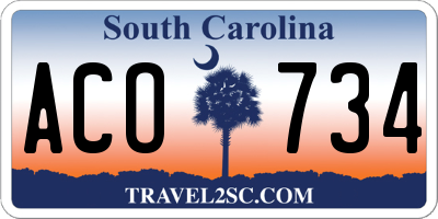 SC license plate ACO734