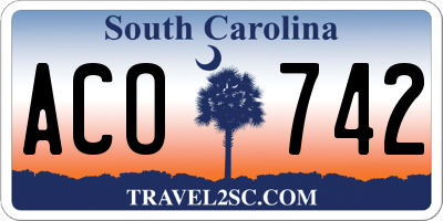 SC license plate ACO742