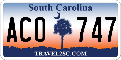 SC license plate ACO747