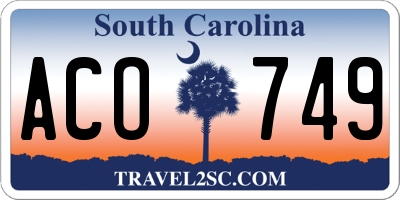 SC license plate ACO749