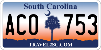 SC license plate ACO753