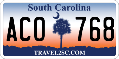SC license plate ACO768