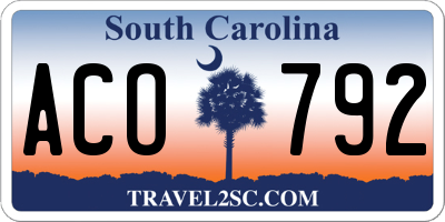 SC license plate ACO792