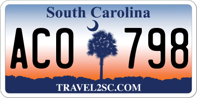 SC license plate ACO798