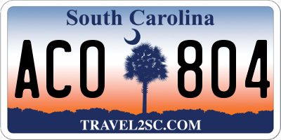 SC license plate ACO804