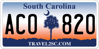 SC license plate ACO820