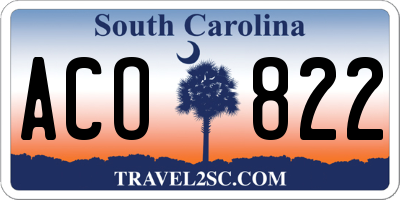 SC license plate ACO822