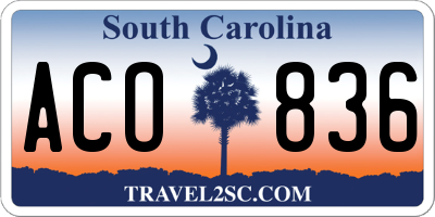 SC license plate ACO836