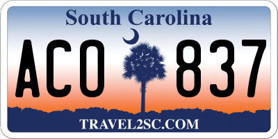 SC license plate ACO837