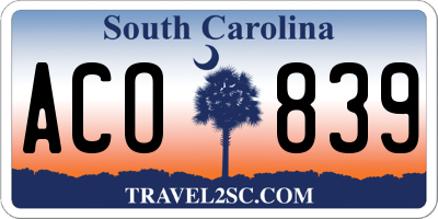 SC license plate ACO839