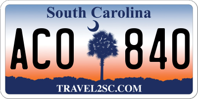 SC license plate ACO840