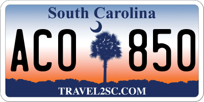 SC license plate ACO850
