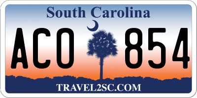 SC license plate ACO854