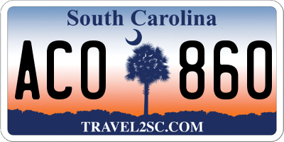 SC license plate ACO860