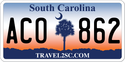 SC license plate ACO862