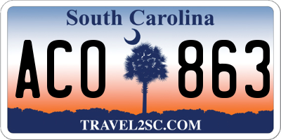 SC license plate ACO863