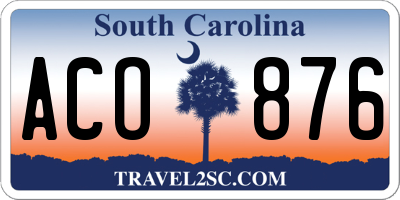 SC license plate ACO876