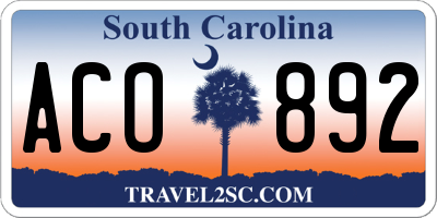SC license plate ACO892