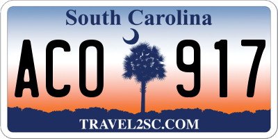 SC license plate ACO917
