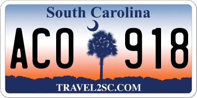 SC license plate ACO918