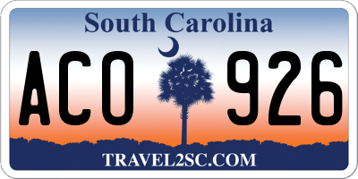 SC license plate ACO926