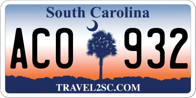 SC license plate ACO932
