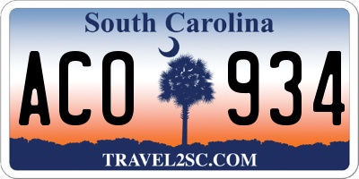 SC license plate ACO934